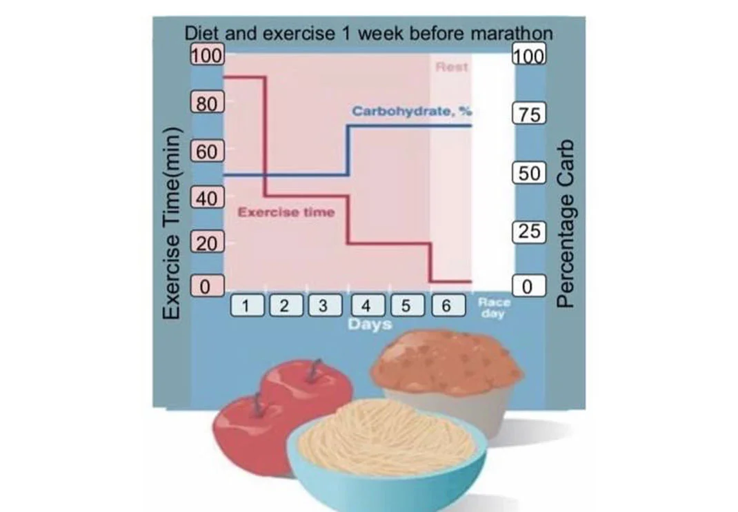 Diet and exercise one week before marathon